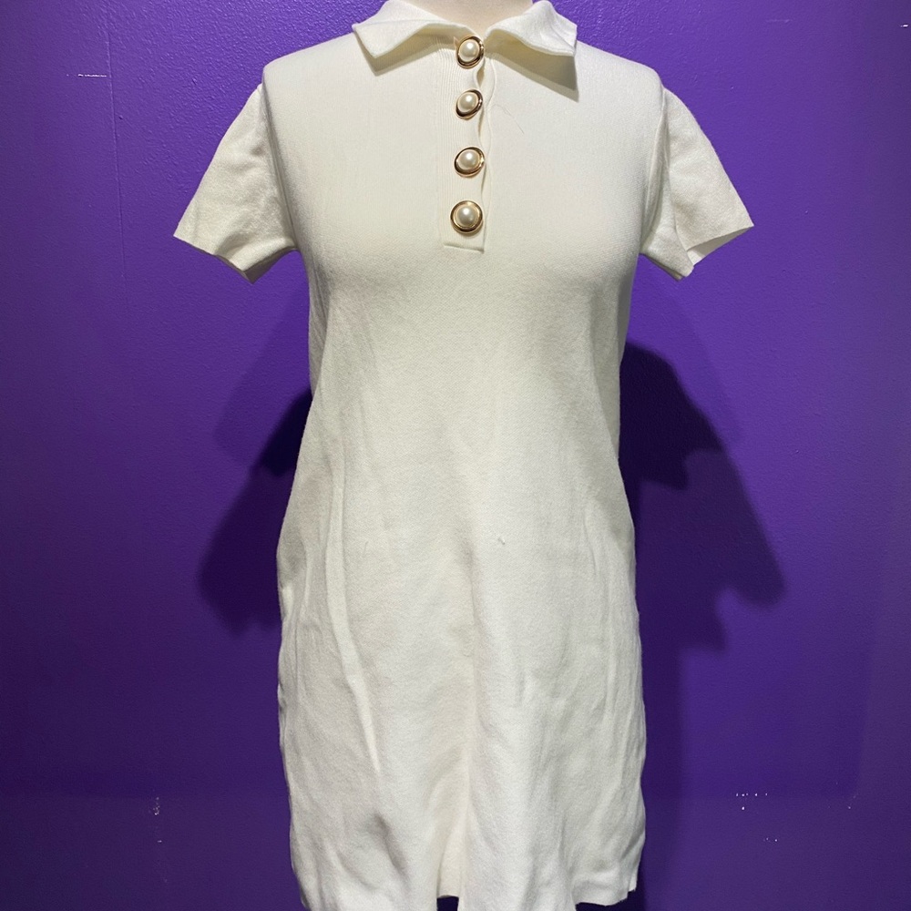 Zara Cream Knit Top with Gold Accents